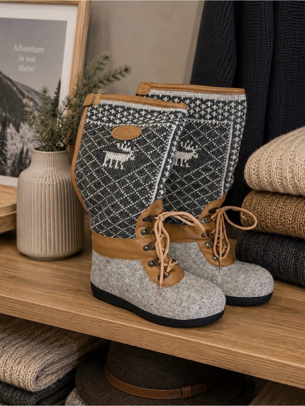 NEW Discontinued Scandinavian Felt Wool Winter Boots Lobben “Tuva” EU 38